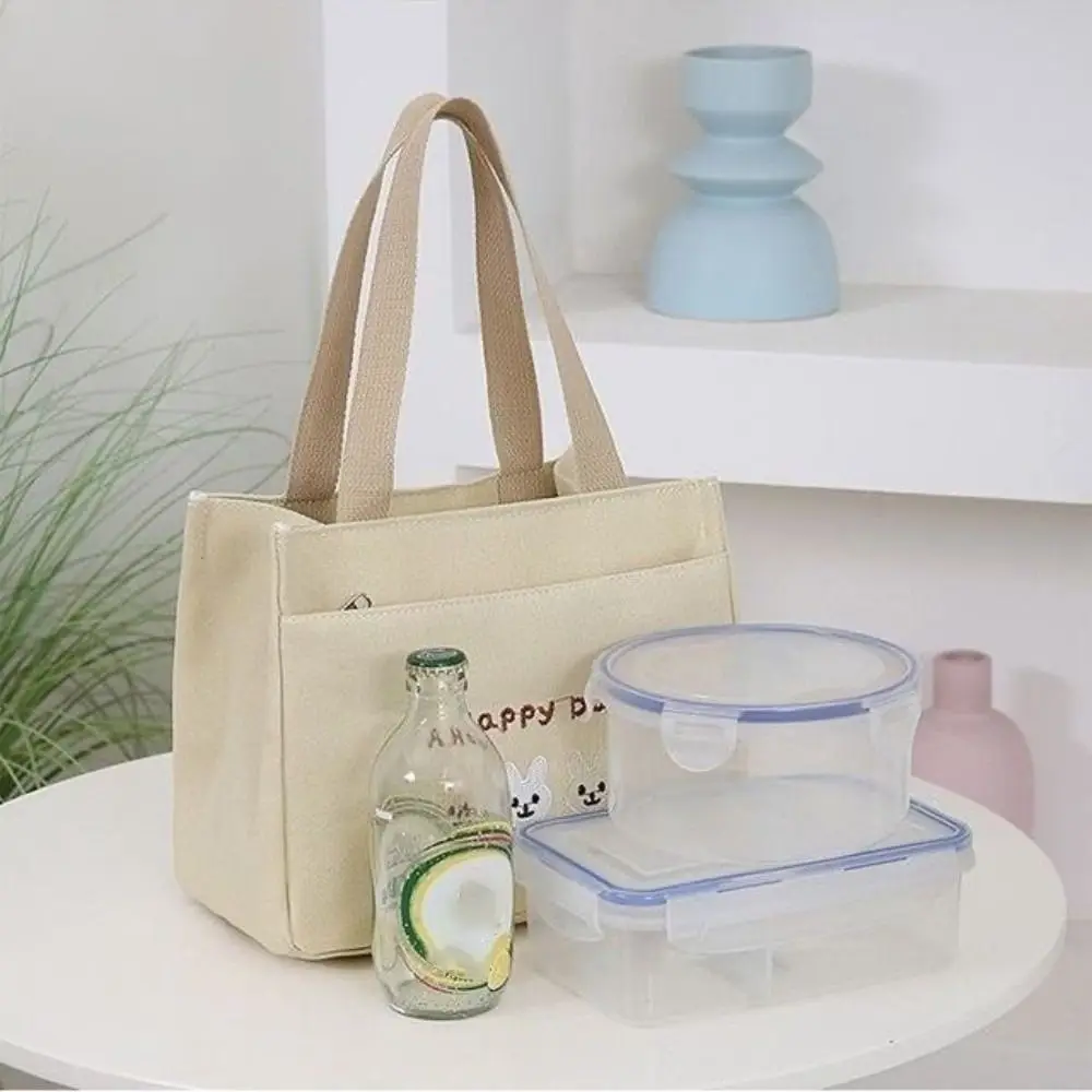 حقيبة غداء قماشية محمولة ذات سعة كبيرة حقيبة سفر حقيبة طعام سميكة متعددة الوظائف حقائب يد صغيرة في الهواء الطلق