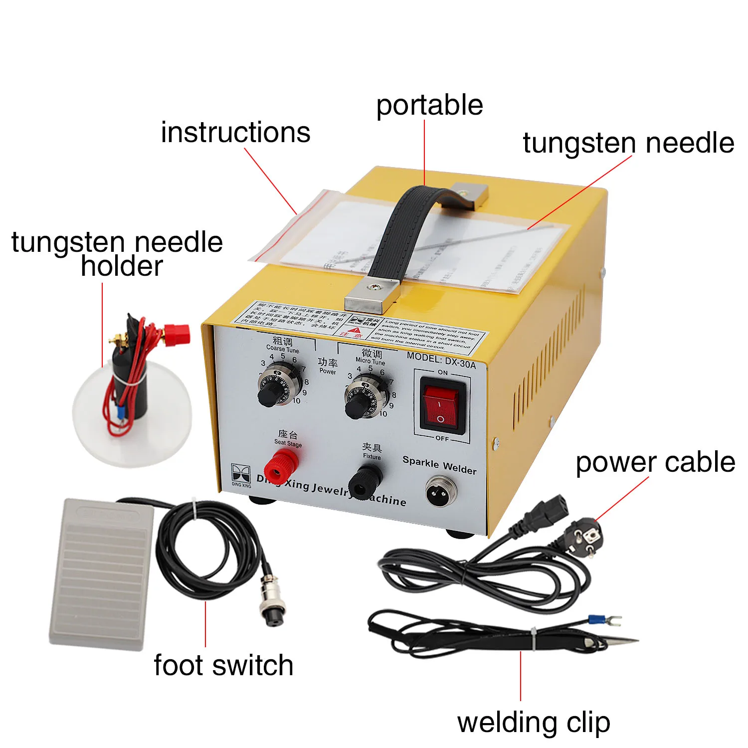 30A Handheld Laser Spot Welder 110V 400W 30A Laser Welding Machine for Platinum Silver Gold Steel Welding