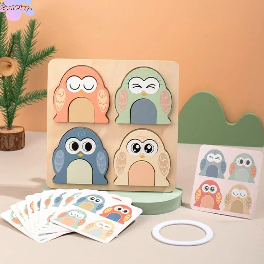 

Intelligence Game Baby Wooden Puzzle Toy Owl Face Changing Educational Animals Puzzle Board Jigsaw Game Matching 3D Puzzle Toys