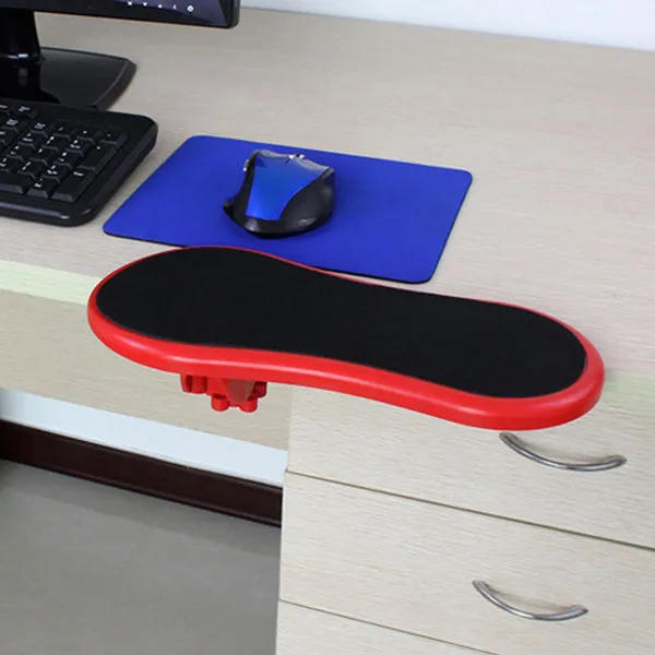 Adjustable Computer Armrest Wrist Rest Support Extender with Surface Pad for Neck Shoulder Arm Strain Relief Home Office Use Red