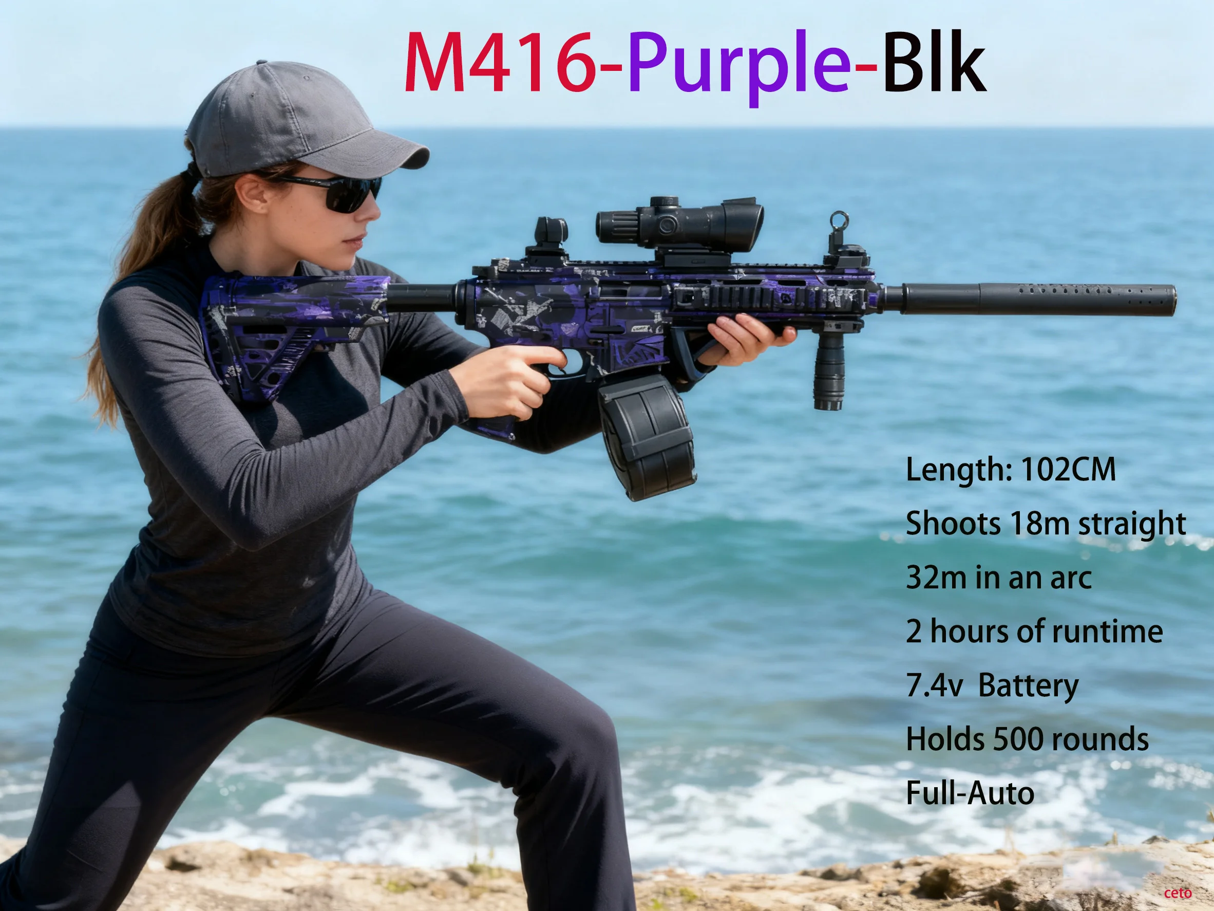 M416 Full Auto Gel Blaster Gun voor Outdoor Battles - 16m Nauwkeurig schieten, perfect cadeau voor mannen en tieners, ultieme buitensport