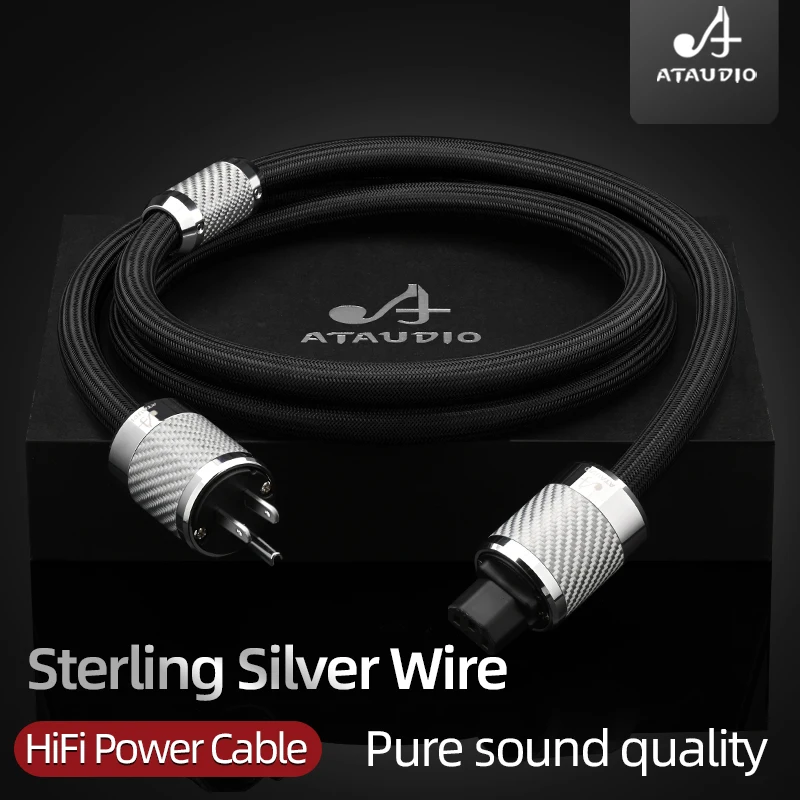 HiFi Power Cable Hi-end Audiophile Sterling Silver Wire Power Cord With EU US AU Connectors for Amplifier Power Filter