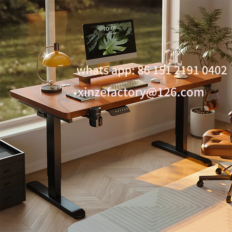 

Customizable Solid Wood Electric Lifting Table Desktop Computer Learning Home Desk Double Workbench