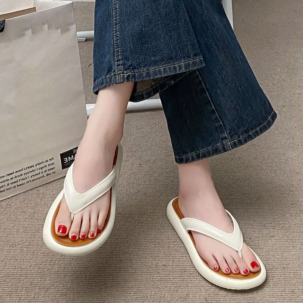 패션 여름 플랫 쪼리 샌들 클립 토 샌들 플립플랍 여성 미끄럼 방지 EVA 휴가 비치 슬리퍼 야외 실내