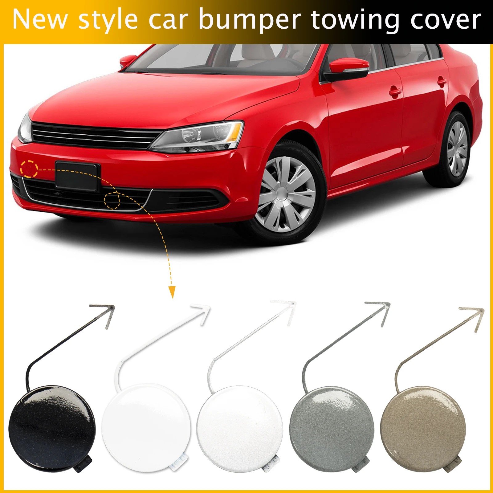 

Front Bumper Tow Hook Cap Towing Eye Cover For VW Jetta 2011-2014 5C6807241 5C6807241B Car Accessories