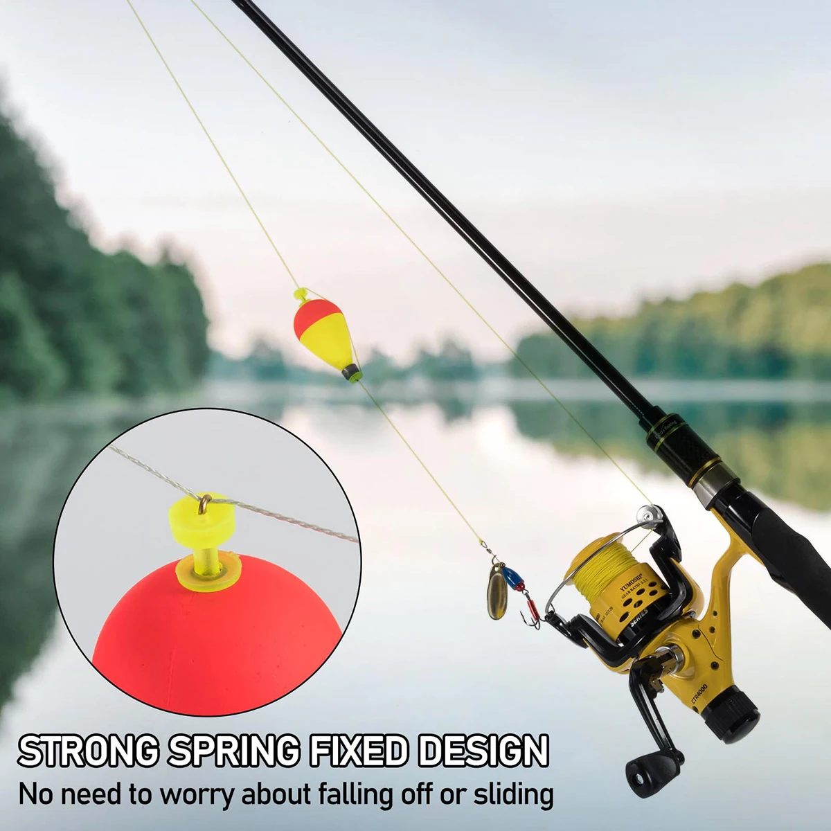 Angeln Bobbers Schwimmer Set Schaumstoff Snap on Float Gewichtete Bobbers Angeln Push Button Snap-on Bobbers Frühling Oval Sortiment – Detail 7