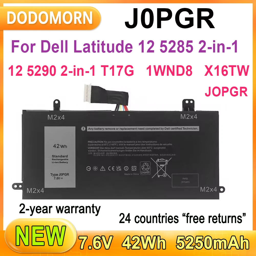 

New J0PGR Laptop Battery For Dell Latitude 12 5285 2-in-1,5290 2-in-1 T17G Series JOPGR T17G X16TW 1WND8 Replace parts 42Wh