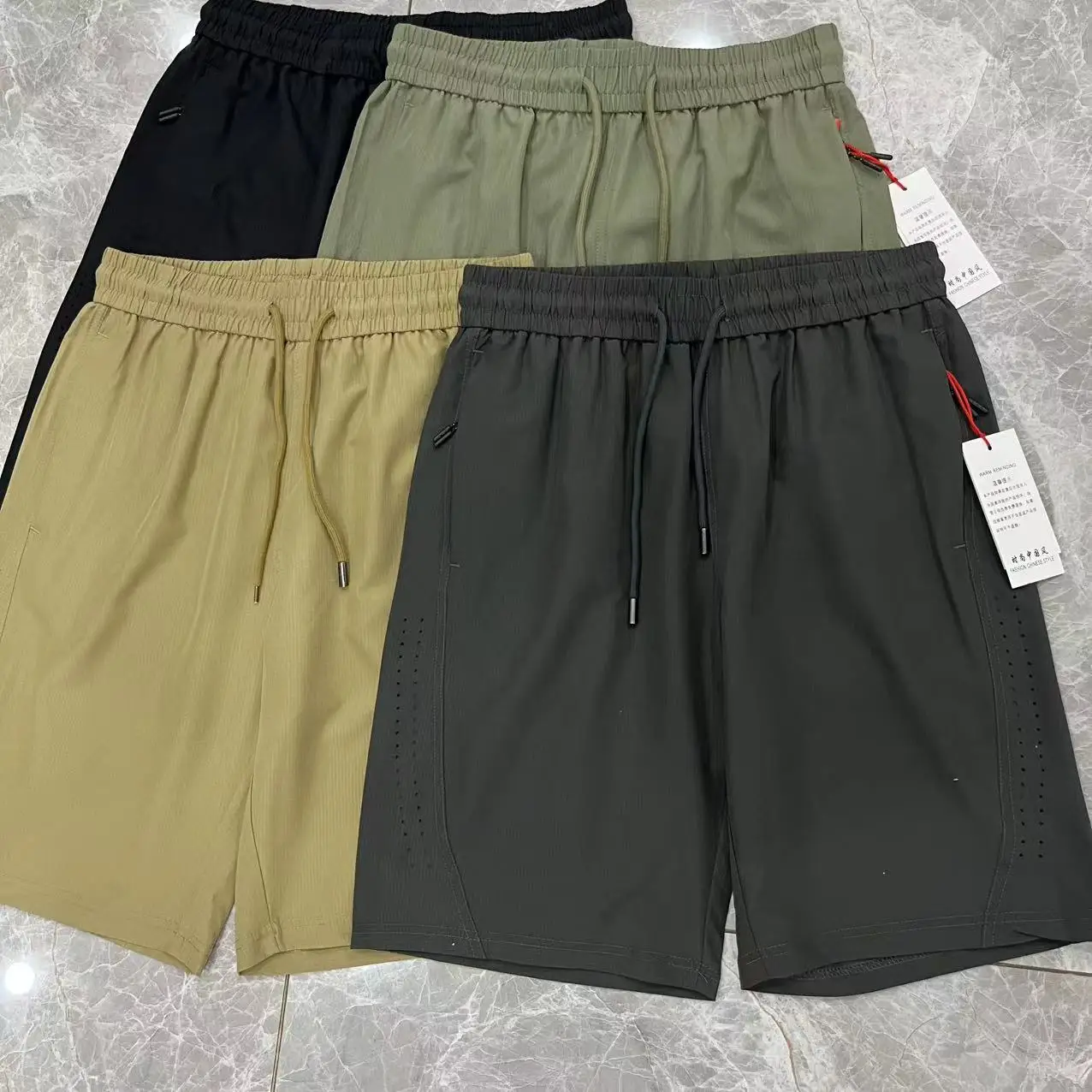 

Мужские спортивные шорты для активного отдыха, быстросохнущие, с лазерной перфорацией, дышащие, летние, повседневные, со средней посадкой, прямого кроя, выше колена