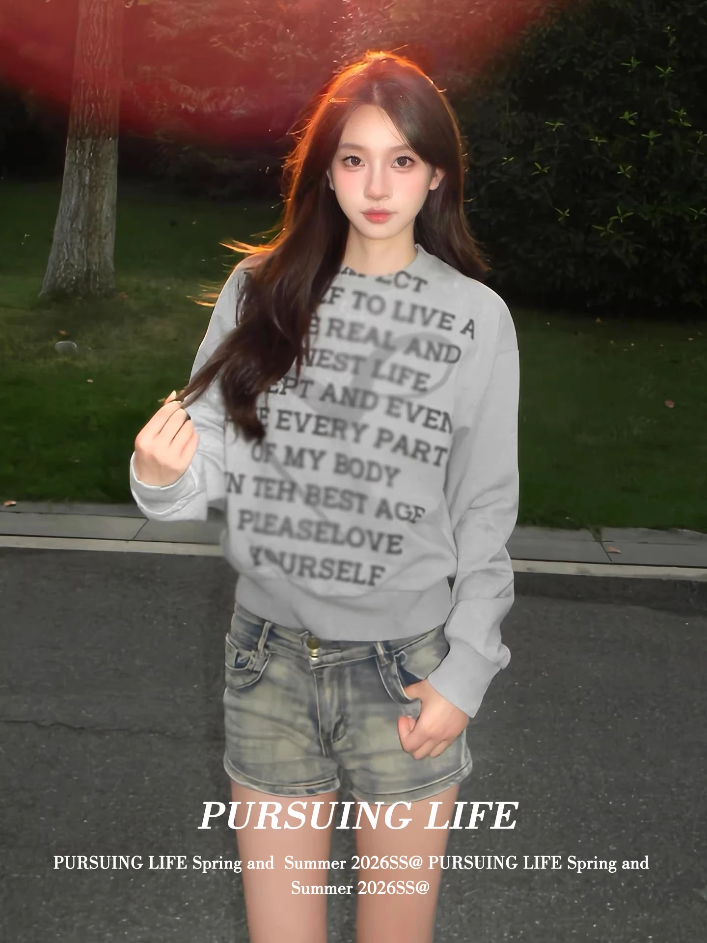 

Свободный свитшот с круглым вырезом для женщин, весенняя мода, американский ретро-дизайн, базовый топ, повседневный стильный топ с буквенным принтом