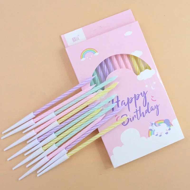 12 /8Pieces Per Box Happy Birthday Cake Thread Candles Colorful Thick Candles Net Red Long Candles Hot selling Crystal Candles