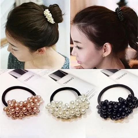 

Pearl Elastic Hair Bands Hair Scrunchies Women Girls Sweet Pearl Hair Ties Rubber Bands Hair Ropes Hair Accessories Fashion