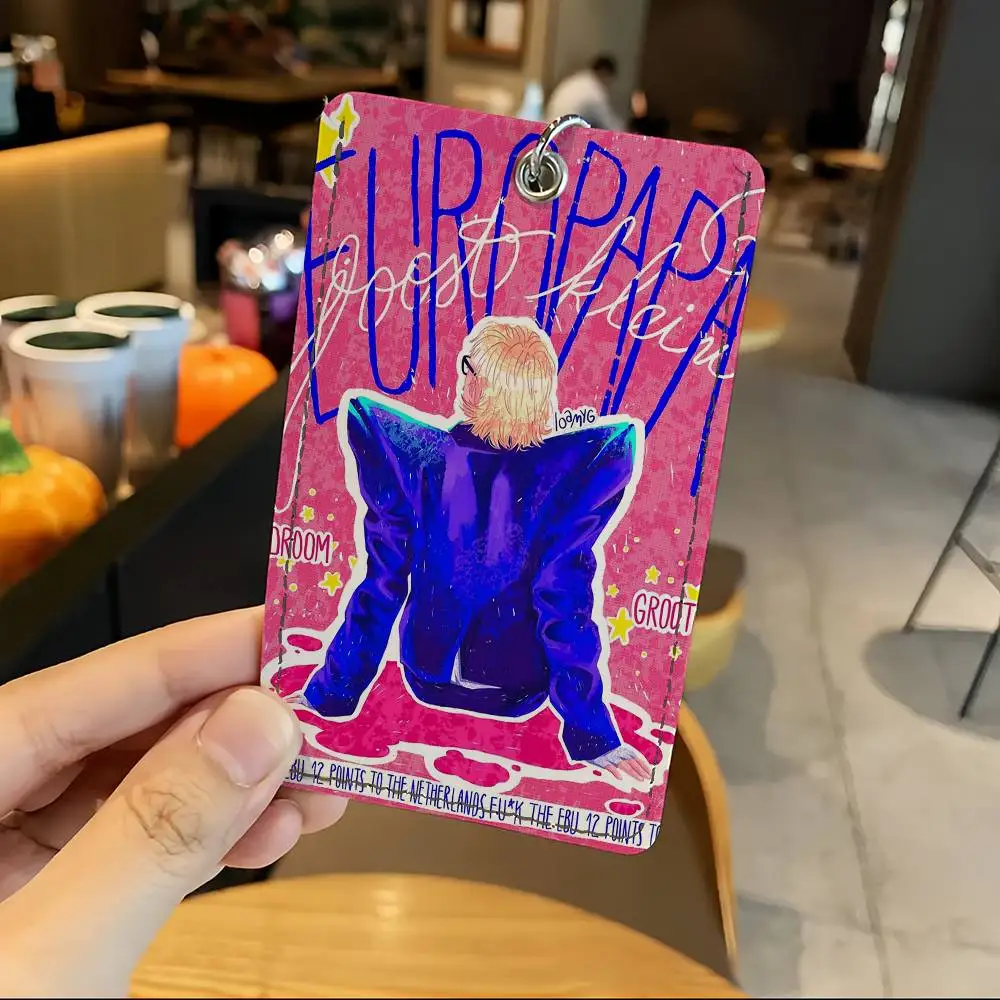 حامل بطاقات Singer Joost Klein Europapa مع سلسلة مفاتيح للحماية التنفيذية لحقيبة حافلة مترو الأنفاق الائتمانية للبنك