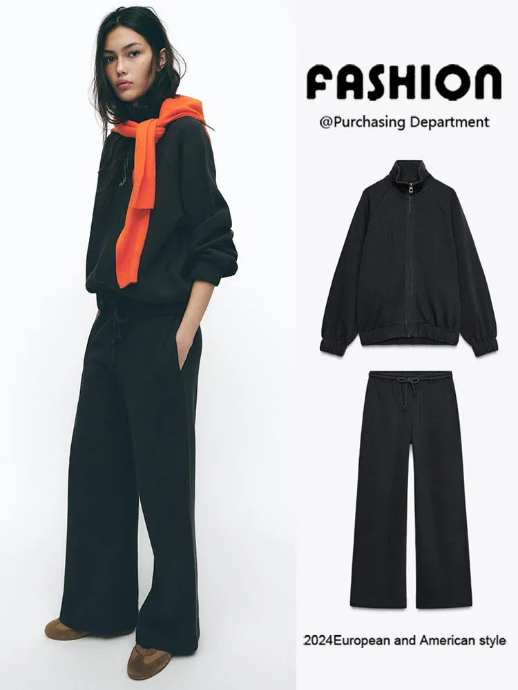 

Женская толстовка с капюшоном ZA2025 39953 77 7749 822, длинные брюки 39954 77 749 822, осенняя сезонная этническая сценическая одежда, женская мода