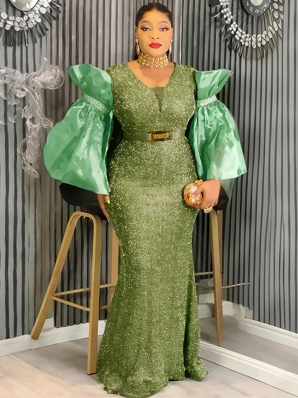 

Элегантные длинные вечерние платья 2025 года, свадебные платья для выпускного вечера, африканское Дашики, платье русалки с блестками, халат, африканское женское платье, Vestidos