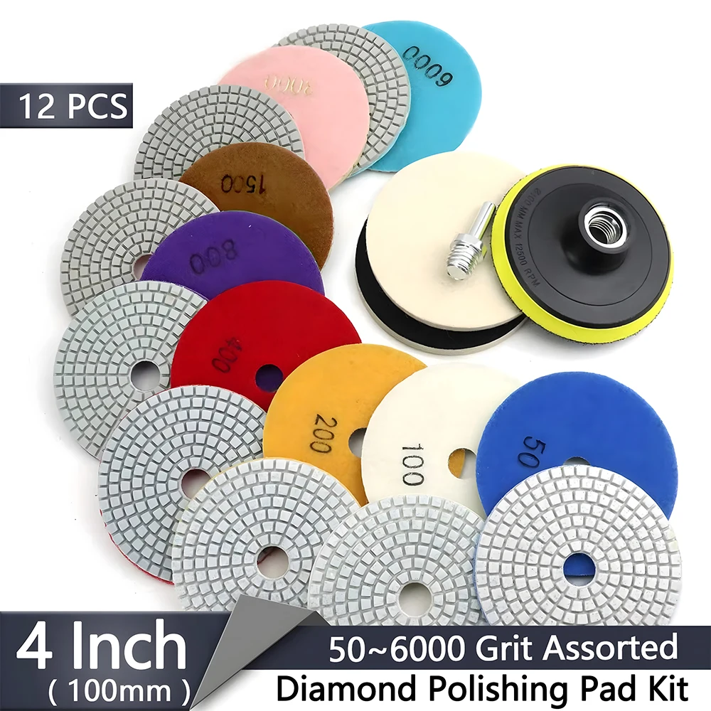 Podofo 4''/ 100mm Diamant-Polierscheiben-Set mit 2*Wollpads 1*M14 Filzscheibe 1*Schraube zum Polieren, Reparieren, Reinigen und Schleifen – Detail 8