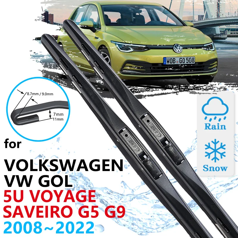 Escobillas de limpiaparabrisas delanteras de coche para Volkswagen VW Gol 5U Voyage Saveiro 2008 ~ 2022, cepillos de limpieza para parabrisas, accesorios 2010