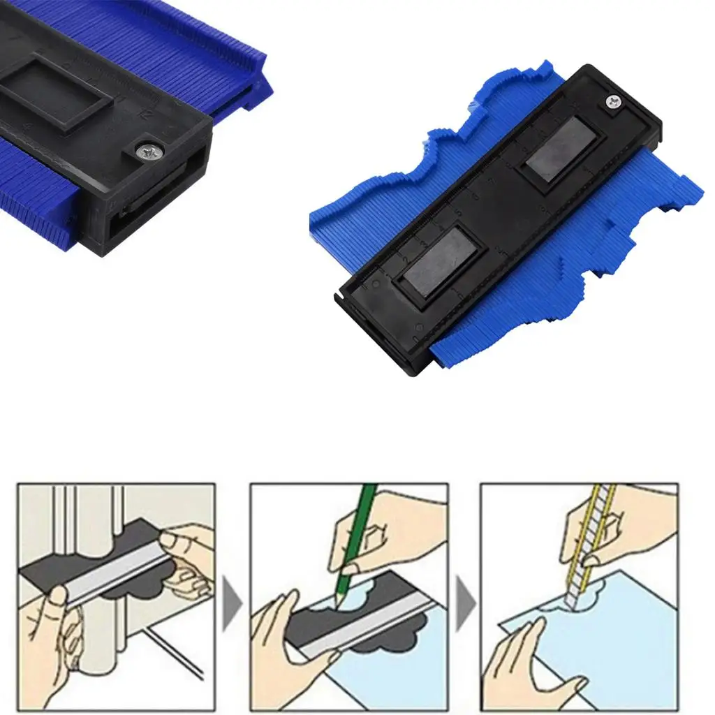Profile Gauge Duplicator, 4.7Inch Plastic Woodworking Shape Tracing Template Measuring Tool, Pipe Tile Frame Gauge