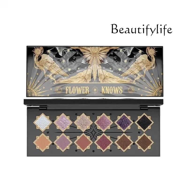 Flower Knowledge Twelve Color Eyeshadow Disc Pearlescent Matte Easy to Color Earth Color