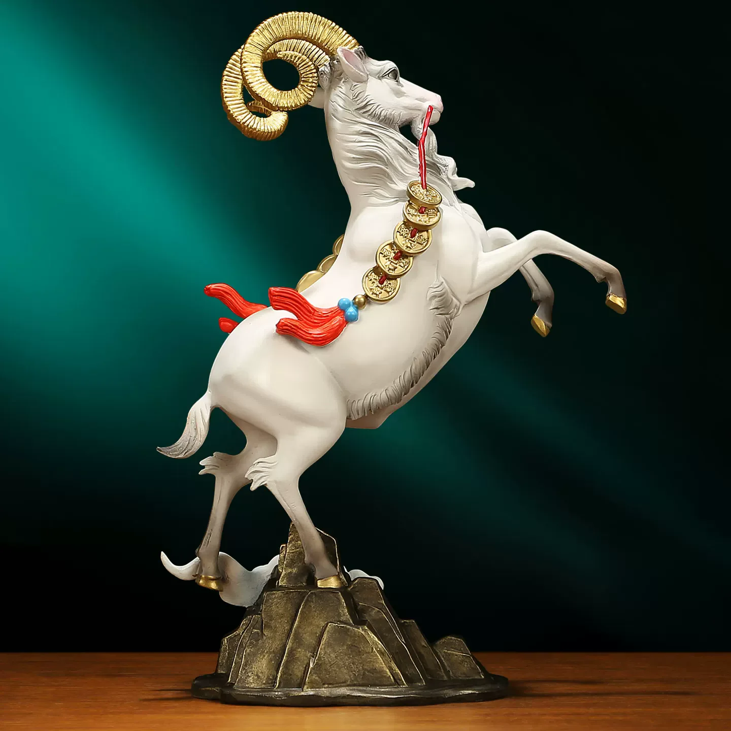 Goat Zodiac Brass Statue, Prosperity Symbol for Office Desk Decor, Luck Feng Shui Ornament for Home Business, Unique Housewarmin