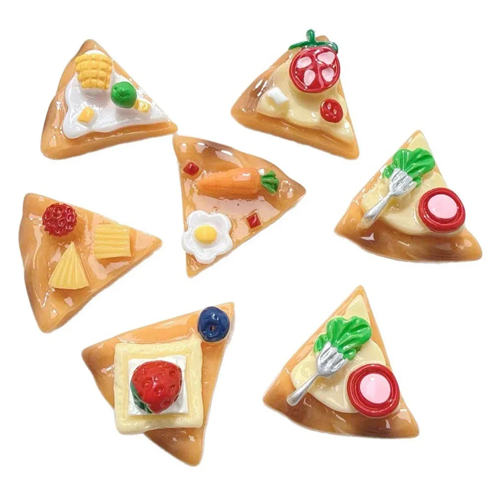 10PCS Triangle Pizza Series Miniature Flat Back Resin Cabochons For Hairpin Scrapbooking DIY Home Decor Craft Accessories