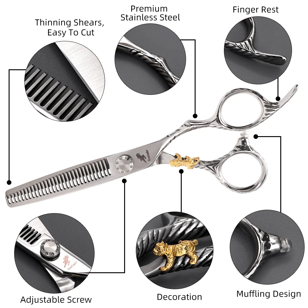 Professional 6 Inch Right Hand Hair Scissors Stainless Steel Sharp Blades Ergonomic Anti-Slip Handle Barber Styling Hand Tools