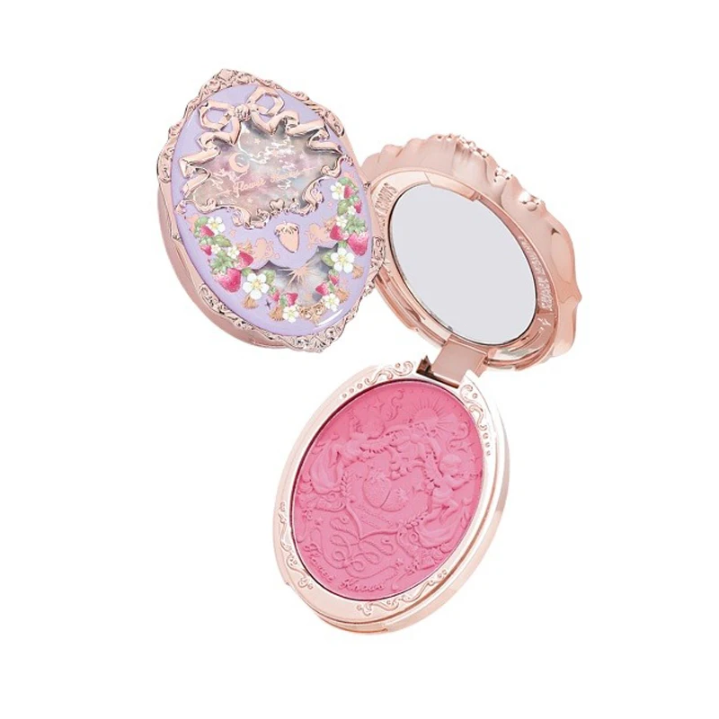 Flower Knows Makeup Strawberry Rococo Violet Series Embossed Blush Palette Lightweight, Smooth,Long-lasting Face Enhancing