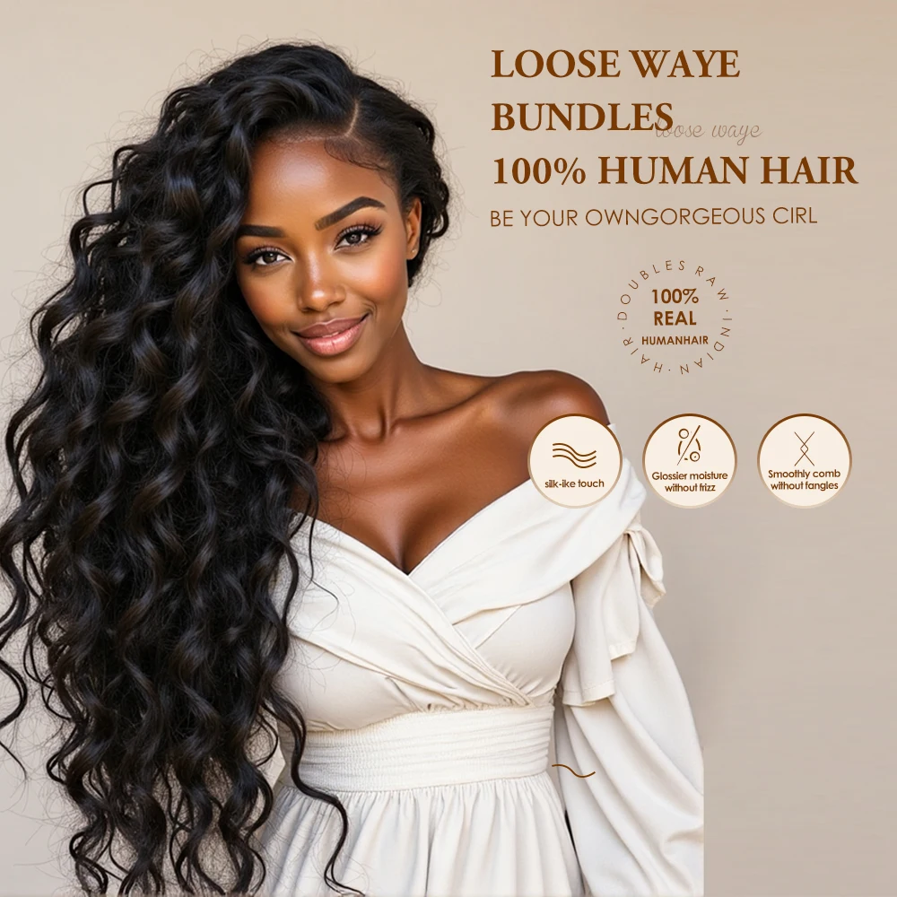 30 34 Polegada 16a onda solta 100% feixes de cabelo humano virgem tecer pacotes trama dupla 1/3/4 pçs extensões de cabelo humano brasileiro