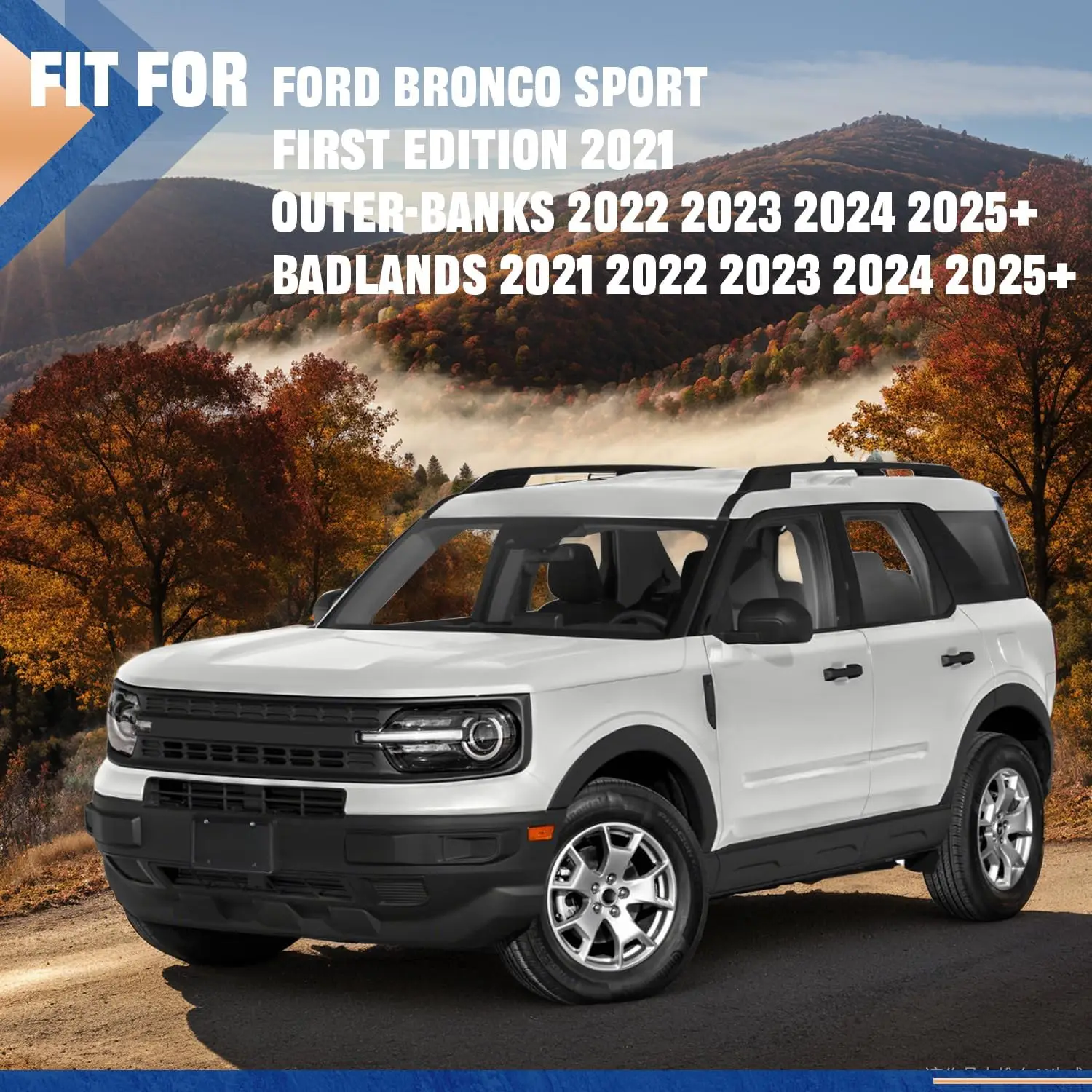 قضبان متقاطعة تناسب Ford Bronco Sport الإصدار الأول 2021 والبنك الخارجي 2022 2023 2024 2025 & Badlands 2021 2022 2023 2024 2025 O