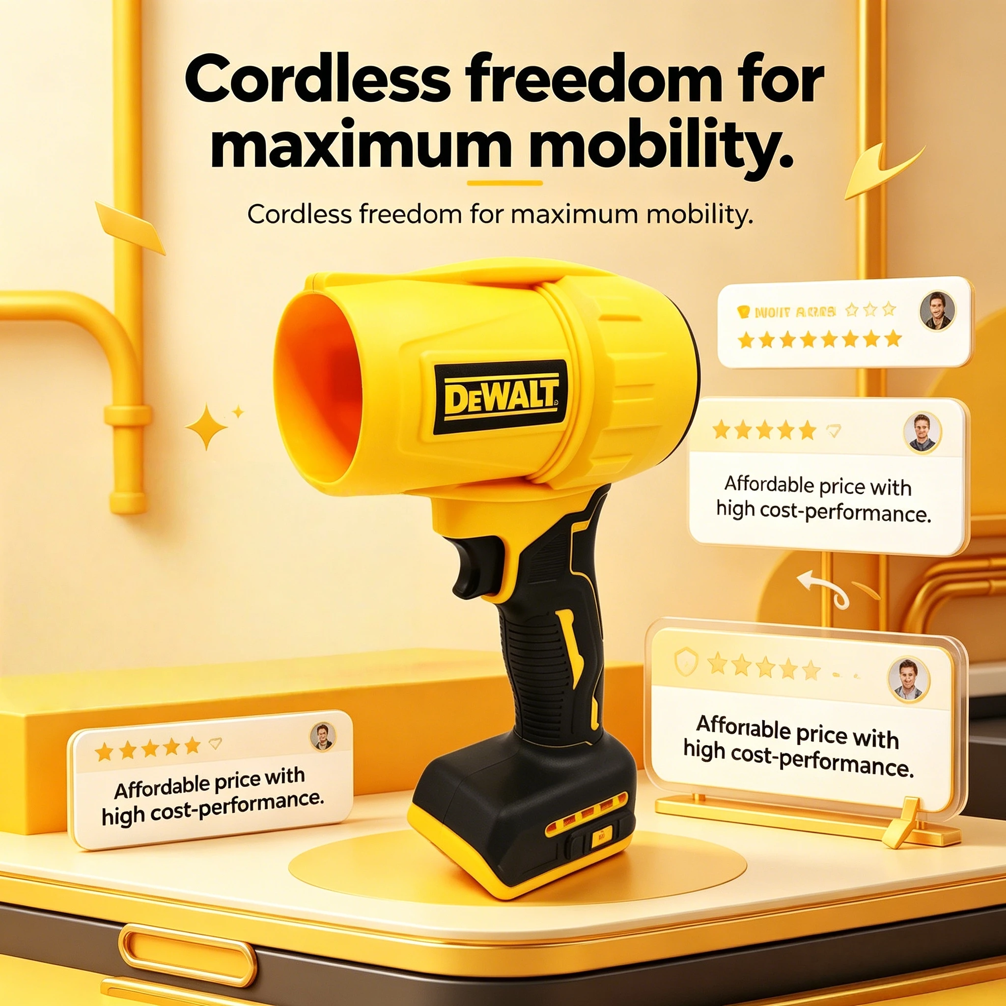 Dewalt 20V Cordless Turbo Blower: A 30000RPM handheld violent fan for efficient dust blowing (Battery Not Included).