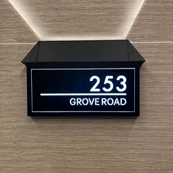 Modern Residential Address Sign Solar House Sign Changeable Light High brightness Outdoor House Number Street Name Door Plates