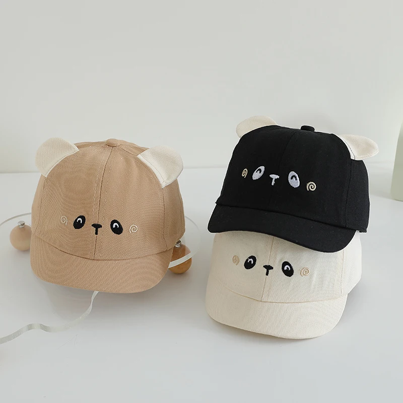 หมีน่ารักหมวกเด็กการ์ตูนเป็ดลิ้นหมวกผ้าฝ้ายทารกเบสบอลหมวก 4-12Month ทารกแรกเกิดกลางแจ้ง Sun Visors