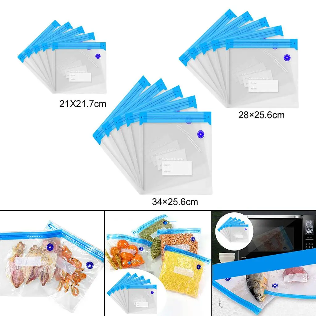 5 قطع قابلة لإعادة الاستخدام أكياس تخزين المواد الغذائية فراغ التعبئة والتغليف أكياس الغلق فراغ أكياس الفريزر