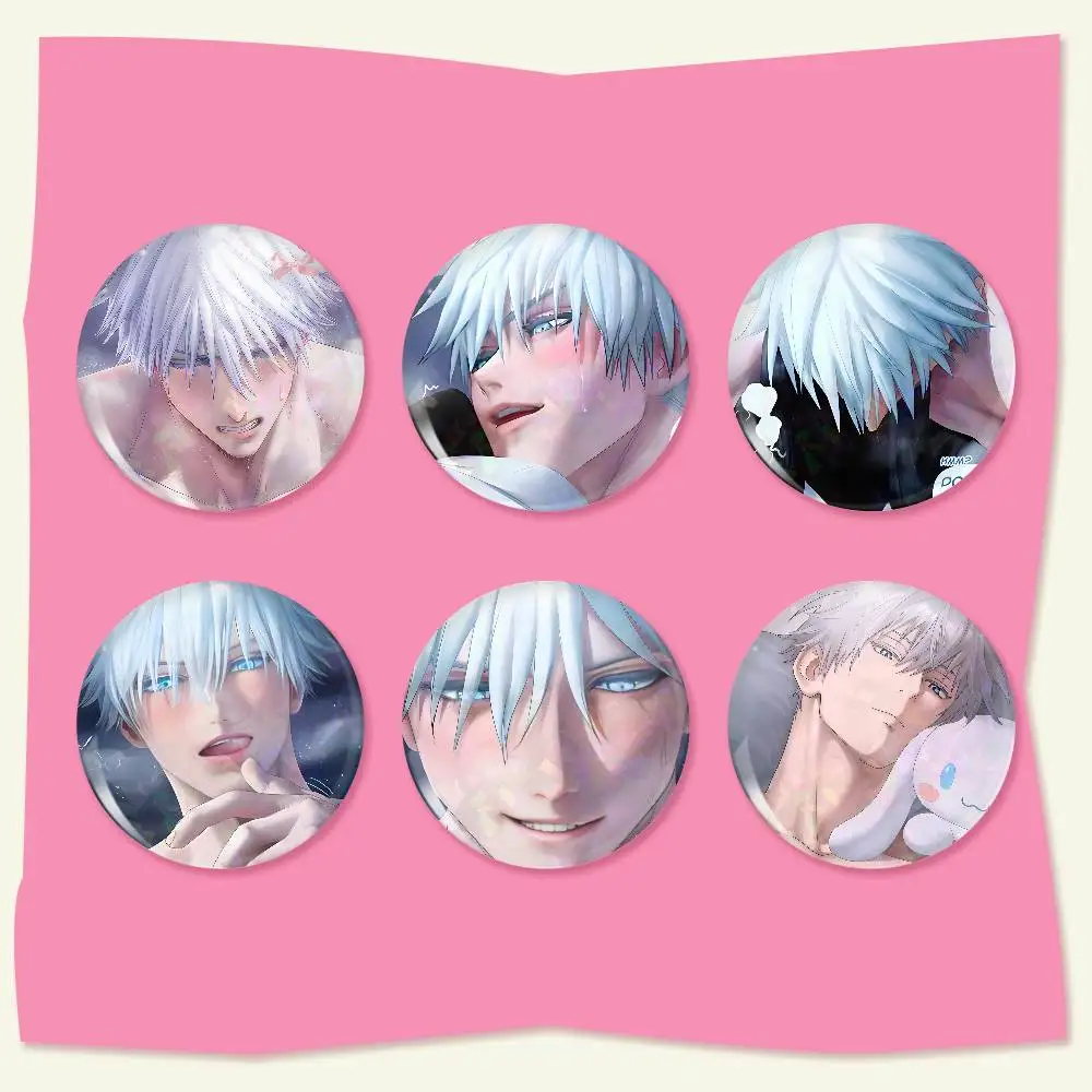 Gojo Satoru Jujutsu Kaisen Badge On Backpack Accessories Manga Icons Pins Round Cartoon Brooches For Clothes Bag Decor Gifts