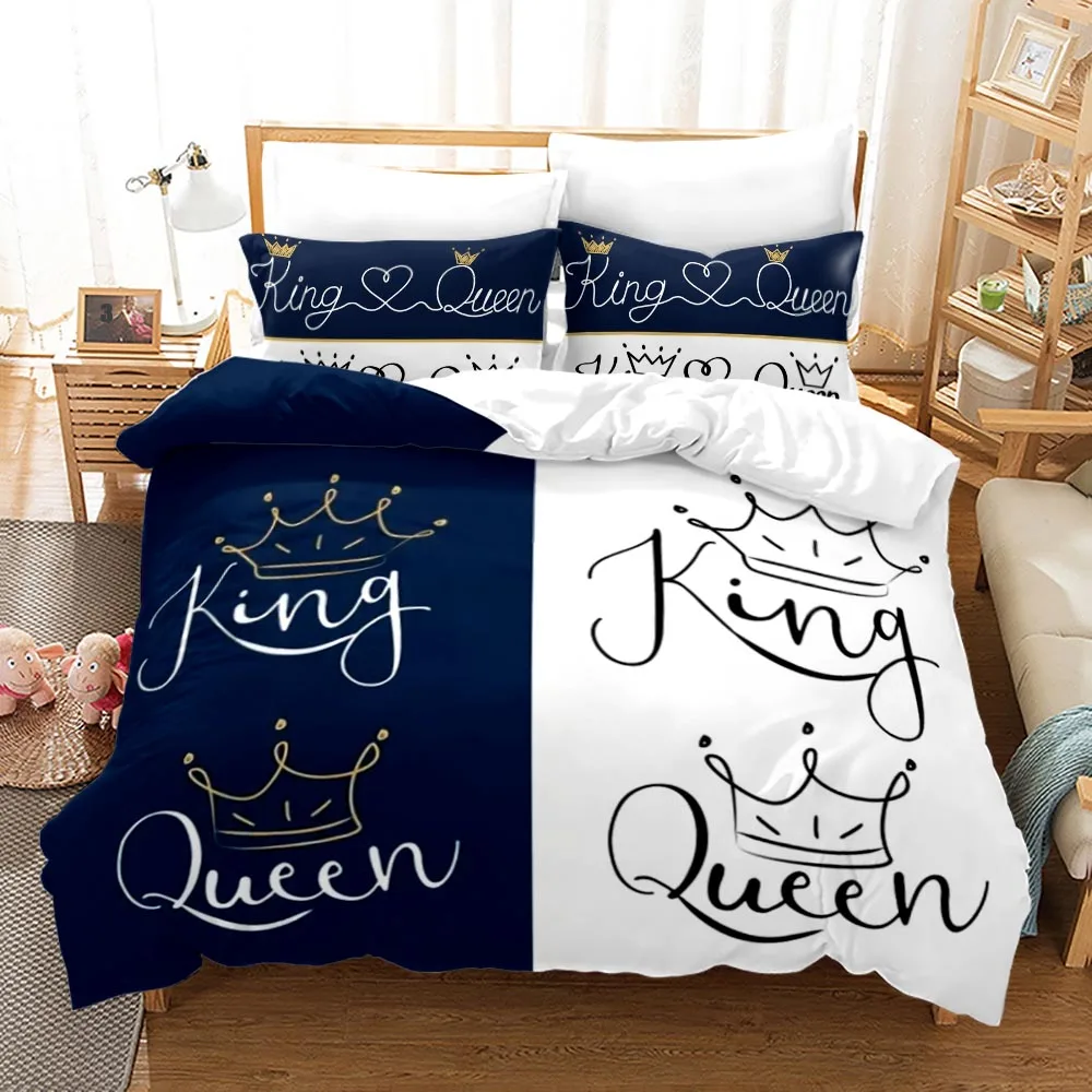 

King Queen Lovers Bedding Set Single Twin Full Queen King Size Lover Oil Painting Bed Set Aldult Kid Bedroom Duvetcover 012