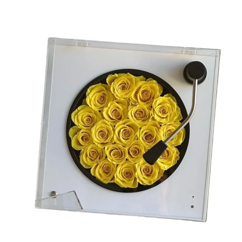 Eternal flower yellow rose series Valentine's Day gift, mirror love phonograph ornament finished product