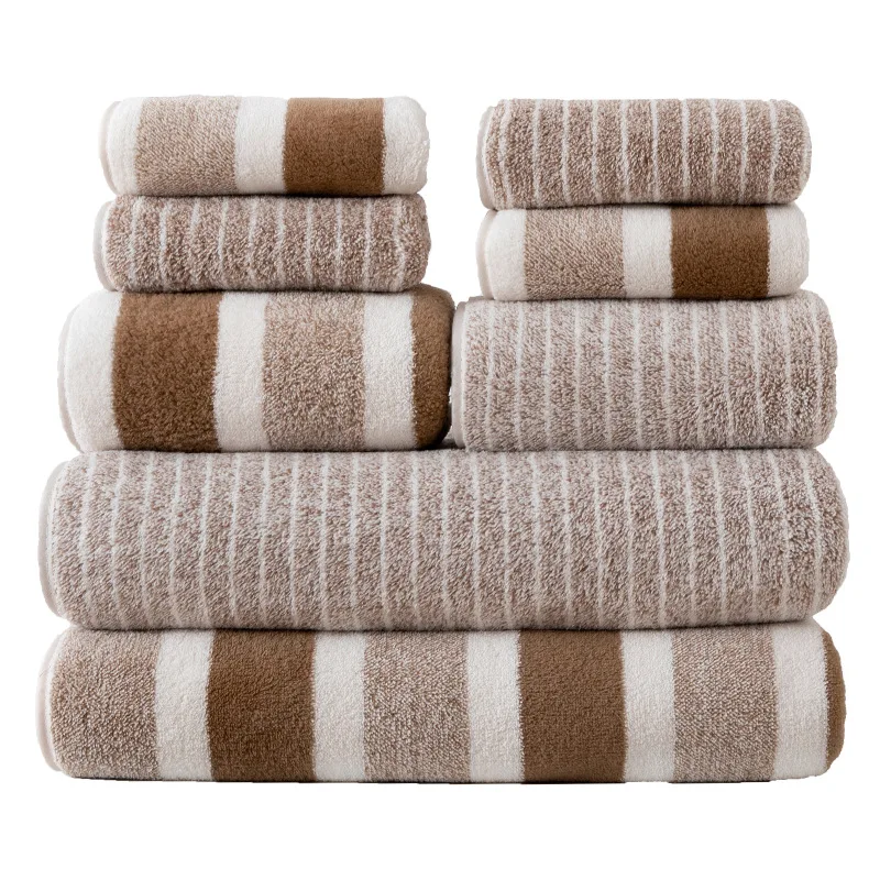 8-Piece Bath Towel Set: Thickened, Absorbent and Soft Adult Face and Bath Towels with Square Hand Towel, Lint-Free for Home Use