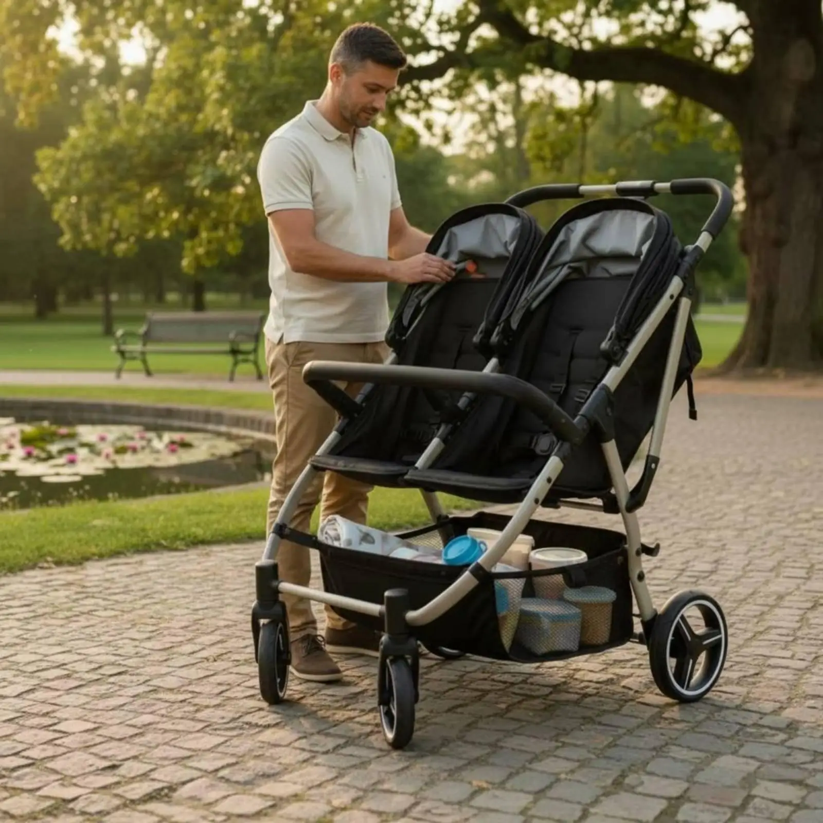 Under Stroller Storage Bag Multi-Functional Stroller Bottom Basket for Parents