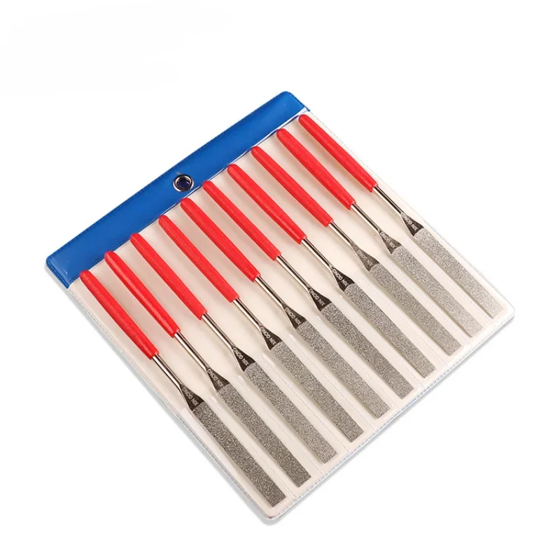 1pc Non-slip File Needle File Flat Metal Stone Grinding Plastic Handle Red Set Diamond Hot sale  tools