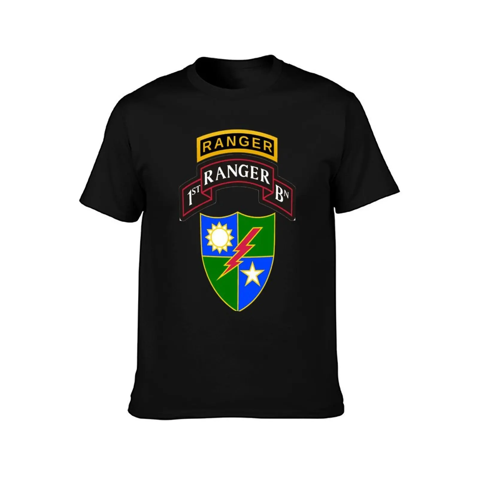 1st Ranger Battalion T-Shirt, Summer Casual Cotton Tee, Oversized Streetwear Tops, Vintage Graphic Print, Loose Fit Short Sleeve