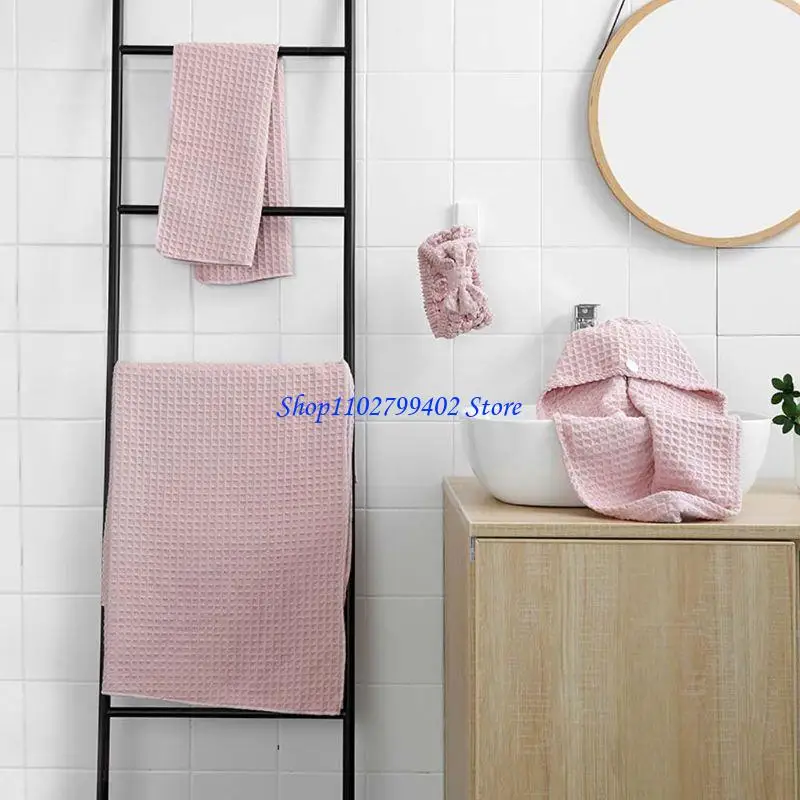 547F 4 Pcs Bath Towel for Triangle Dry Hair Cap Hair Band Suit Sets Cotton for Adult Soft Absorbent Bathroom Quick Dry