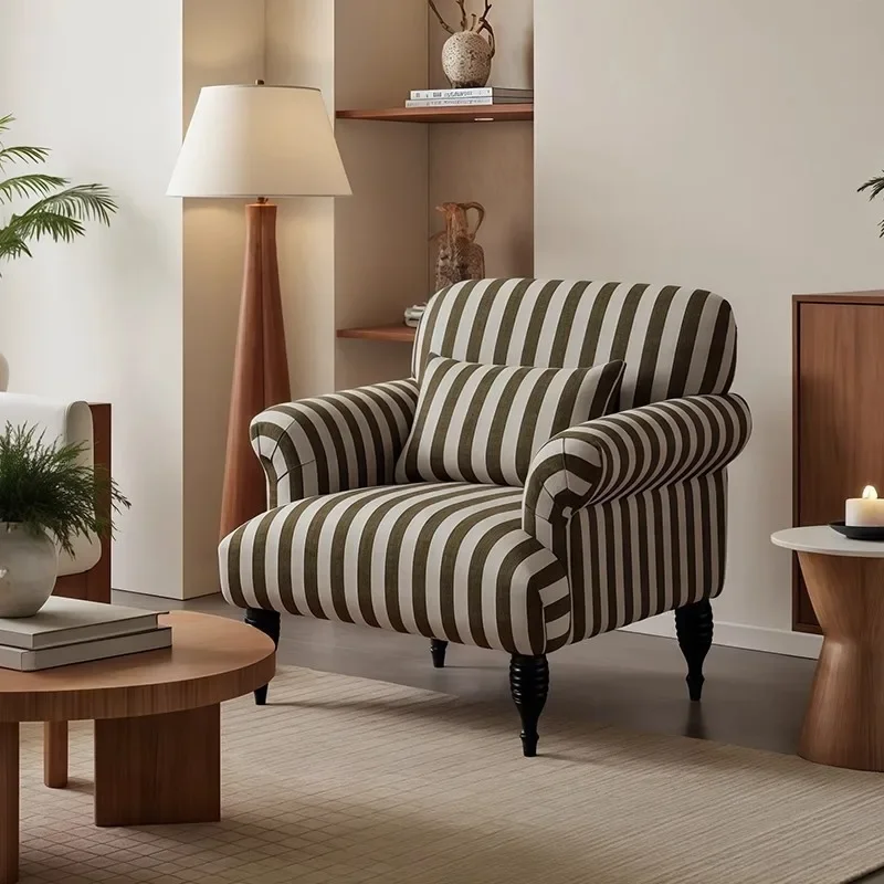 C Medieval single sofa chair household living room size apartment cotton and linen