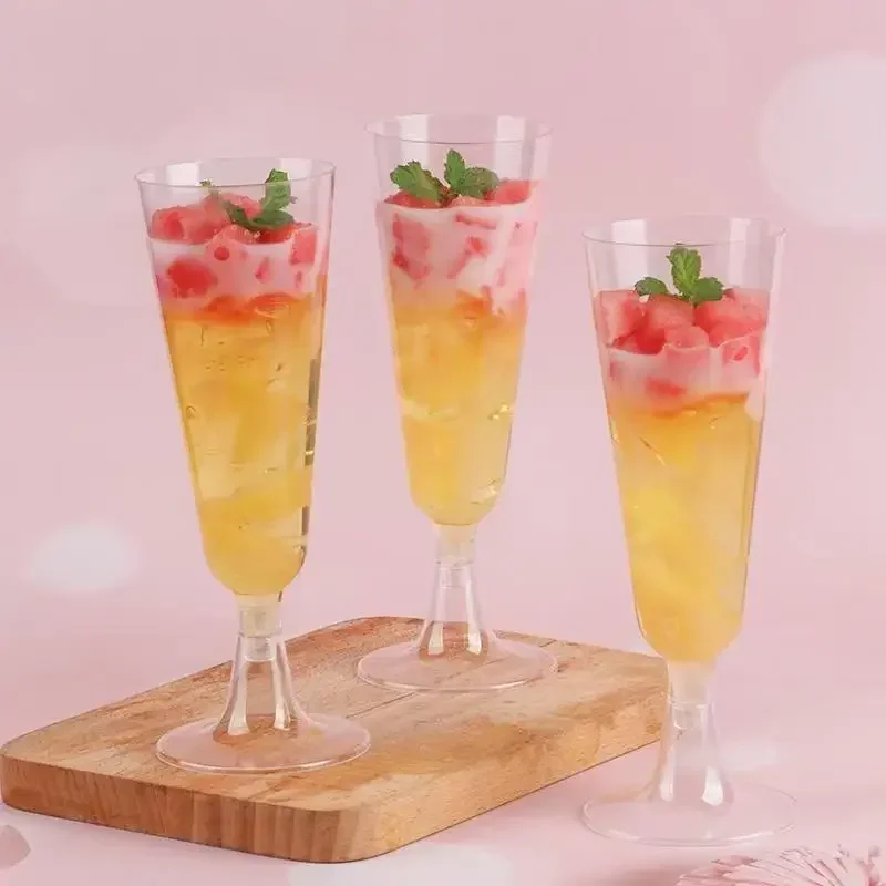 

25/50/100pcs 150ml Disposable Cup Sparkling Champagne Bar Cup Plastic Champagne Flutes Clear Toasting Glasses for Weddings Party