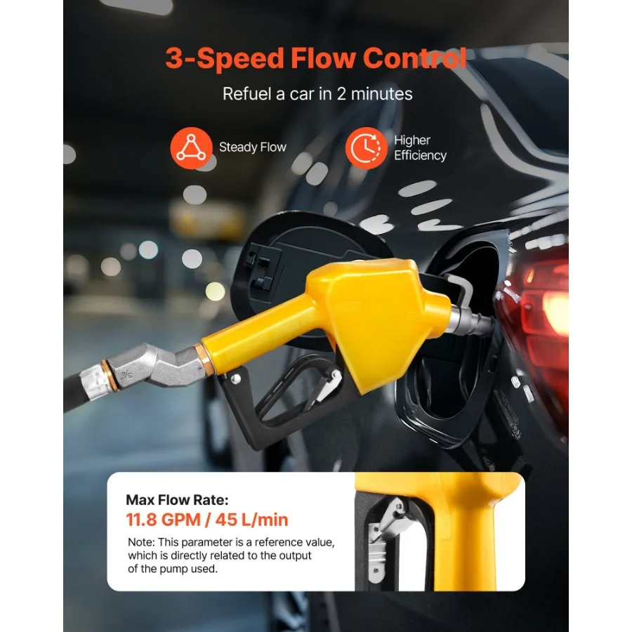 Ugello carburante automatico NPT da 3/4 pollici con portata massima girevole 11,8 GPM Ugello pompa gas diesel con spegnimento automatico con grilletto a 3 velocità L