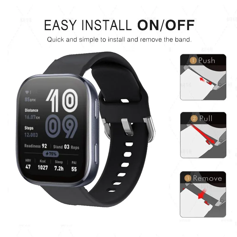 For Amazfit Bip 6/5/5 Unity/Bip U 3 3 Pro Smartwatch  Accessorie 20mm 22mm Sport Band For GTS 2 4 mini/GTR 2 3 4 42mm 47mm strap