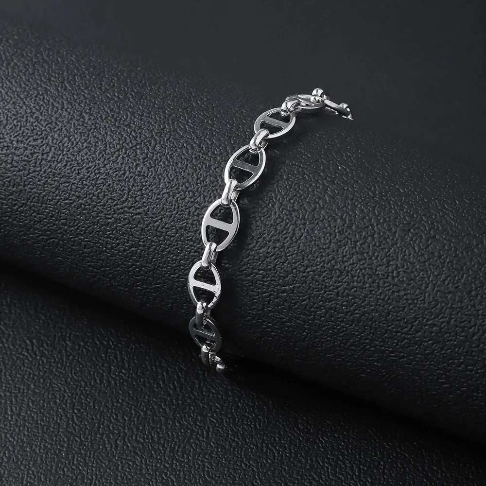 Simple Fashion Annular Chain Stainless Steel Bracelet for Men and Women Retro Biker Punk Rock Bracelet