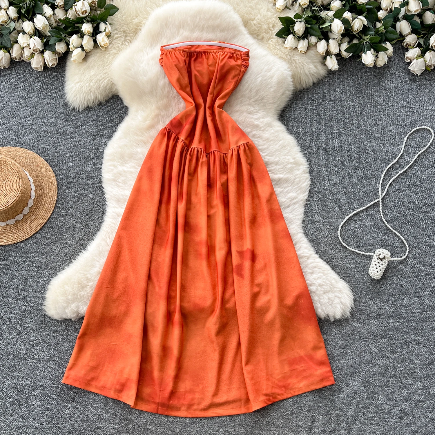 Elegancka sukienka letnia w stylu koreańskim, boho, z rozcięciem, w stylu vintage, z nadrukiem, dopasowana, długa, dla kobiet.