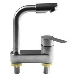 Stainless Steel Basin Faucet Sink Faucet Tap Cold And Hot Mixer Tap 2 Holes Single Handle Deck Mounted Tap