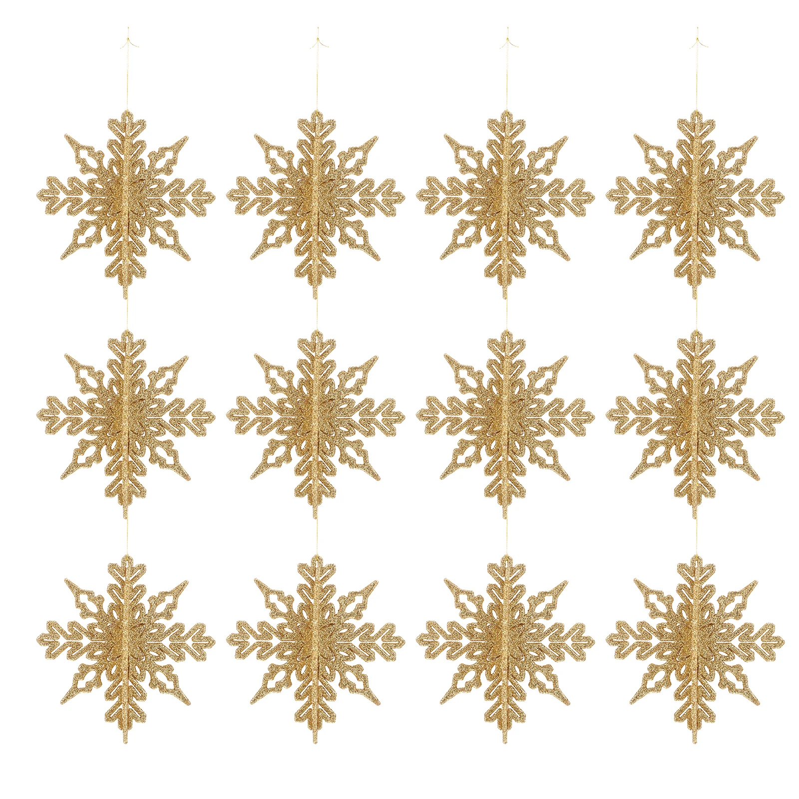 

12pcs 10cm Golden Snowflake Decorations for Christmas Tree Hanging naments DIY Creative Pendant Home Decor Christmas Snowflake