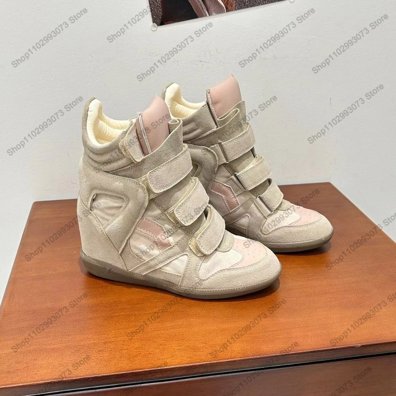 Dames hoge sneakers met sleehak, enkellaarzen met verborgen hak, modeplatform, casual schoenen voor dagelijks gebruik, streetwear