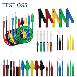 QSS 41-teiliges Multimeter-Messleitungsset, 4 mm Bananenstecker auf Krokodilklemme, Messleitung mit Drahtpiercing-Sonden, Krokodilklemme Q.80013